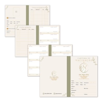 Carteira de Vacinação  Veterinária Passaporte 8 páginas Personalizada