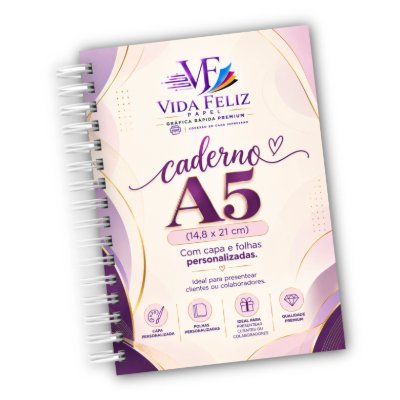 Caderno Personalizado Capa e Folhas A5 para Presentear