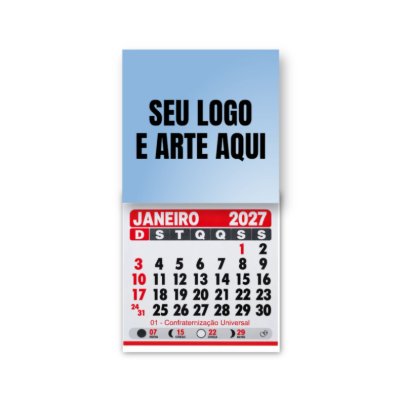 Imã Quadrado com Calendário 2027 Personalizado com sua Arte ou Marca