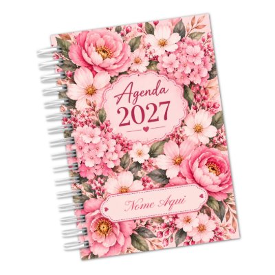 Agenda 2027 Personalizada Floral Rosa A5 - 1 dia por página